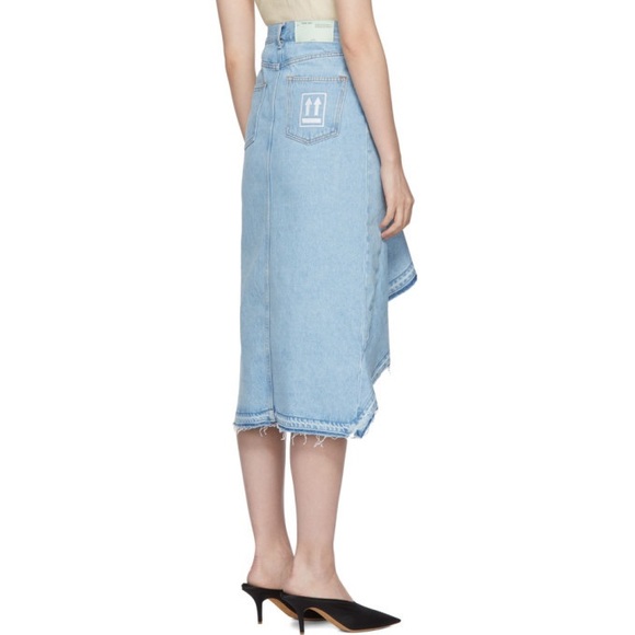 Off-White Blue Denim Ruffles Skirt Size 38 - Picture 5 of 14